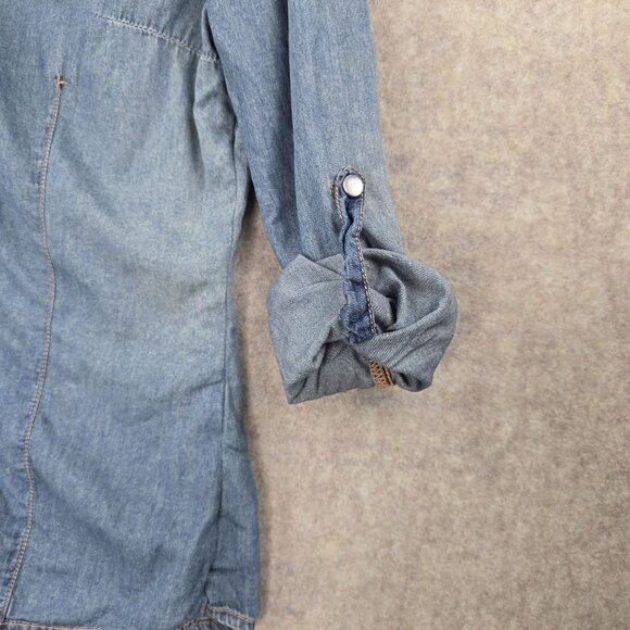 A.N.A Womens Denim Long Sleeve Button-Down Shirt With Stud Accents Size S Cotton - Picture 3 of 5